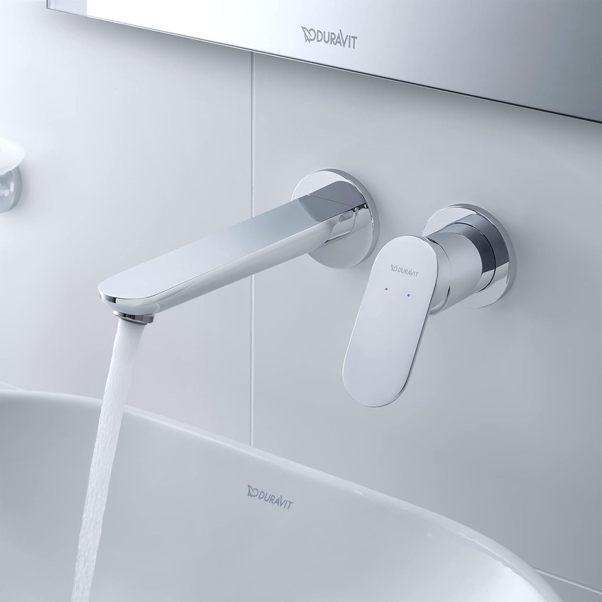 duravit wave 2 hole wall mounted basin mixer chrome