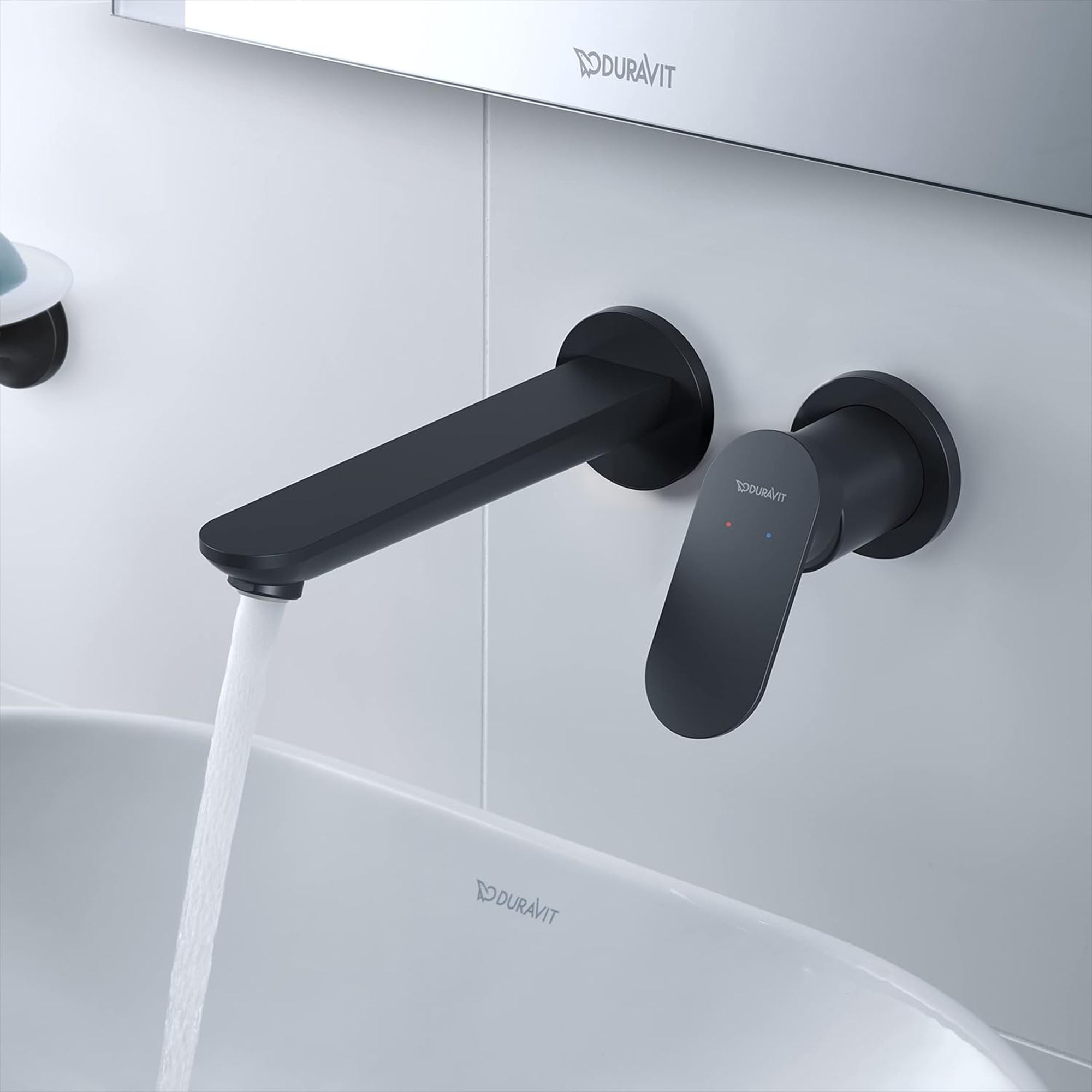 duravit wave 2 hole wall mounted basin mixer matt black