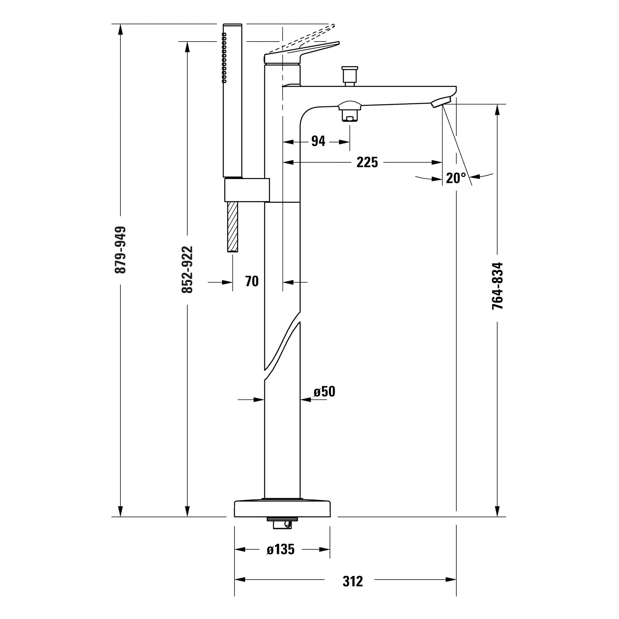 duravit wave freestanding bath shower mixer