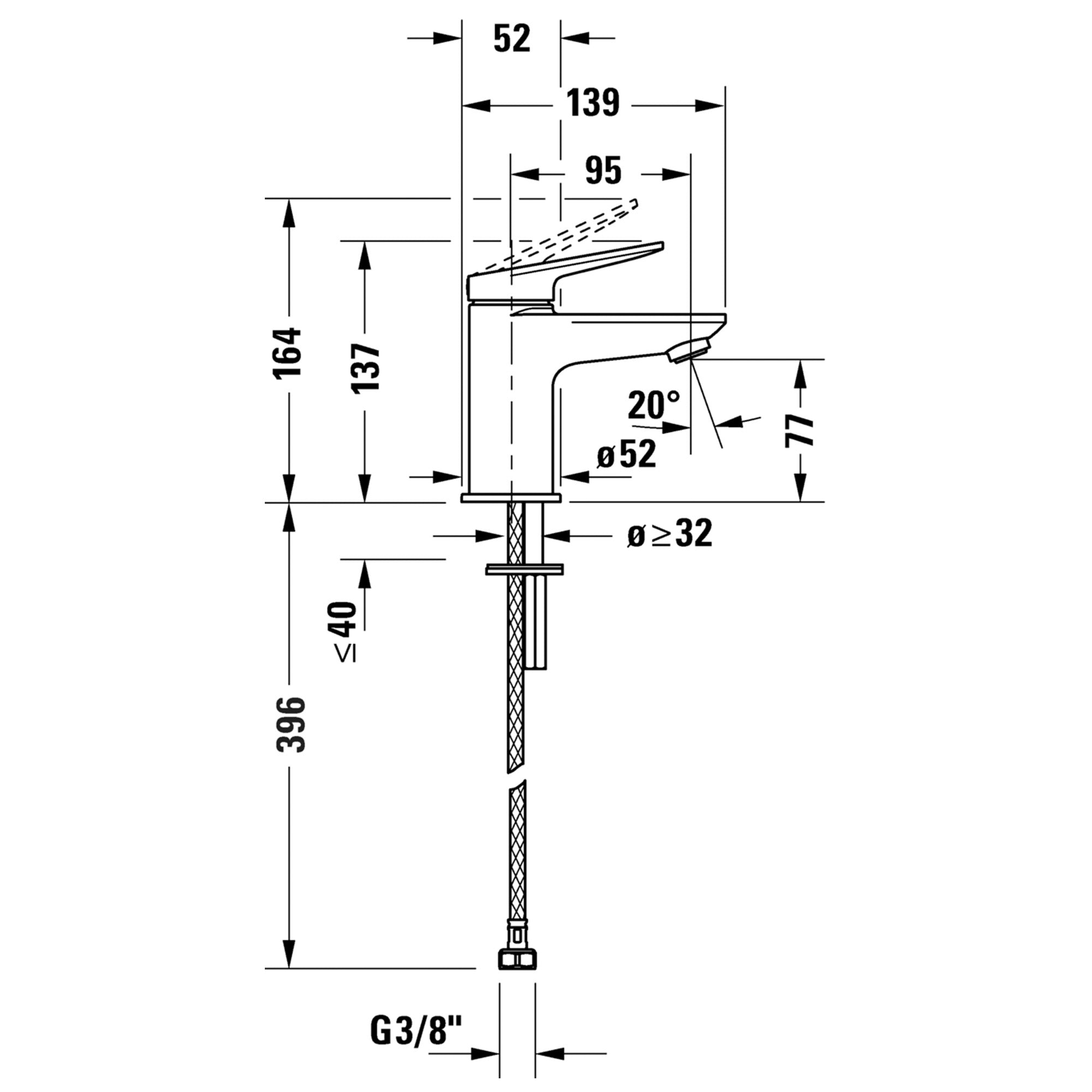 duravit wave mini single lever basin mixer dimensions