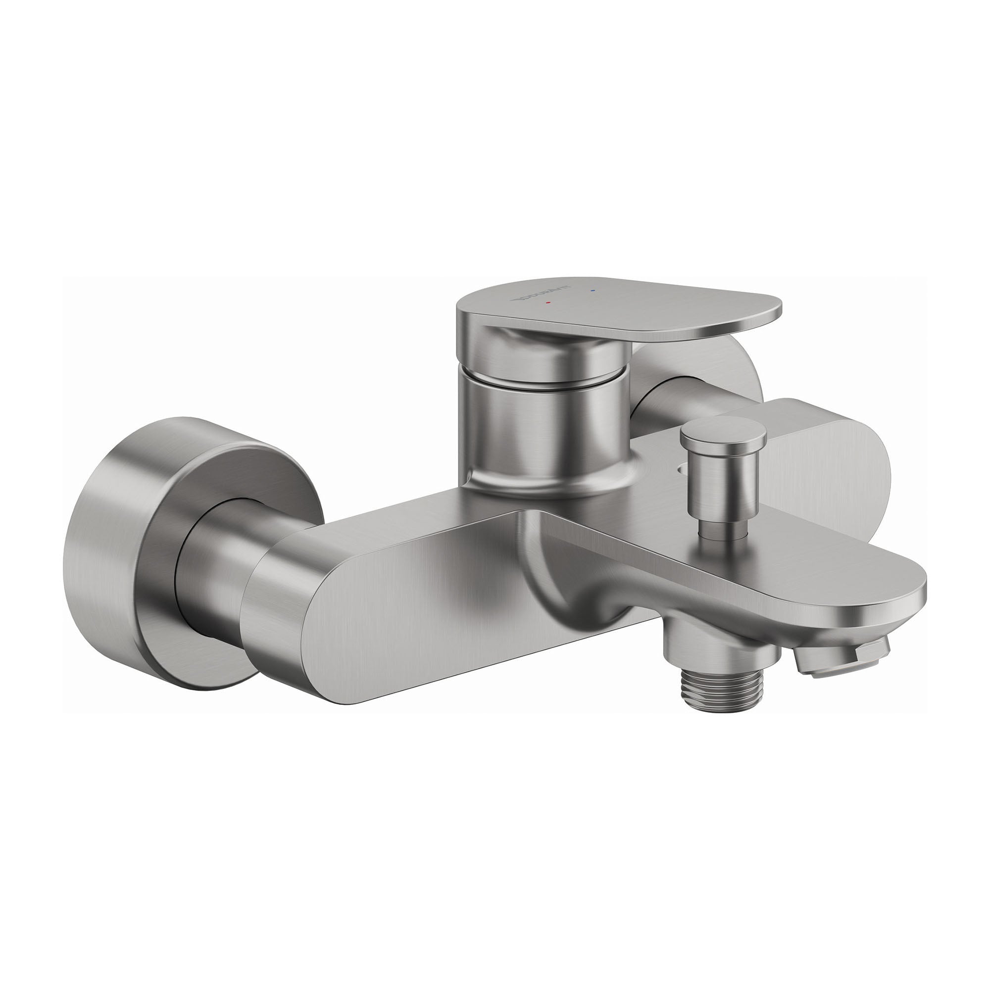 duravit wave wall mounted 2 hole bath mixer tap brushed stainless steel