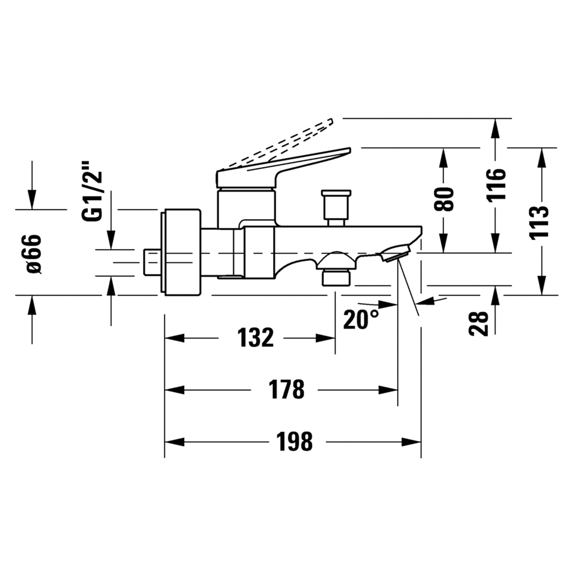 duravit wave wall mounted 2 hole bath mixer tap