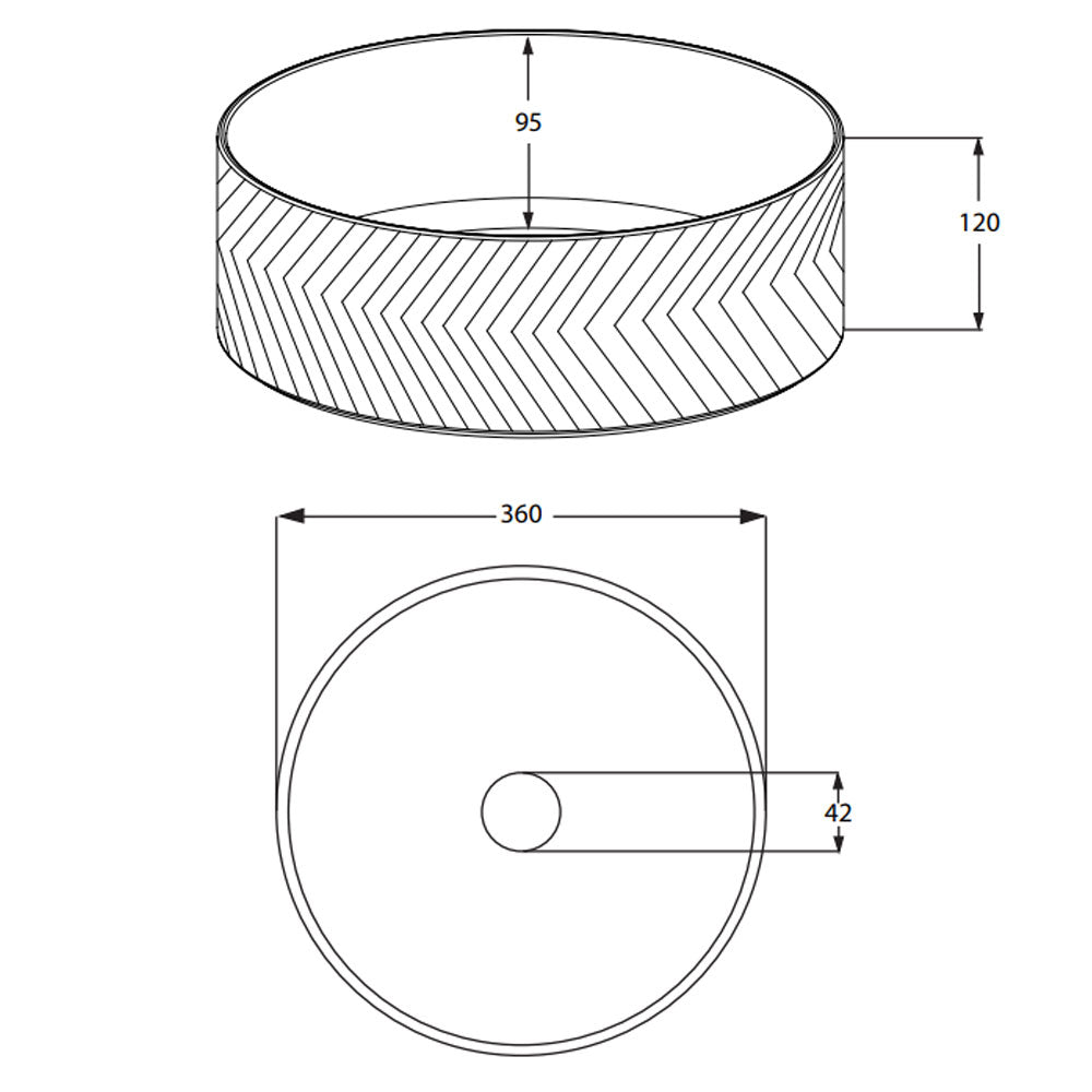 Granlusso Chevron Countertop Basin Round dimensions