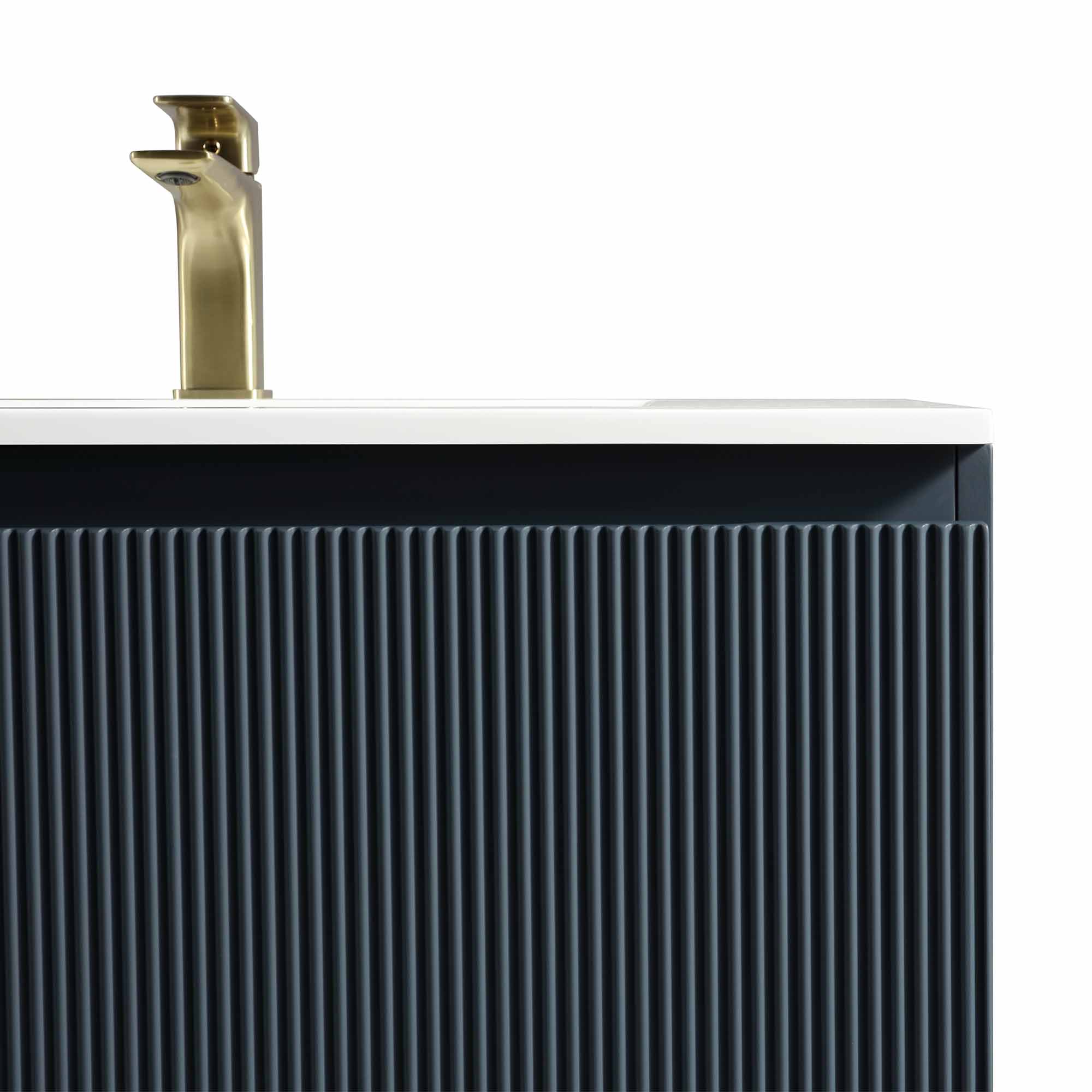 florence 800mm midnight shadow fluted wall mounted vanity unit with matt white poly marble washbasin