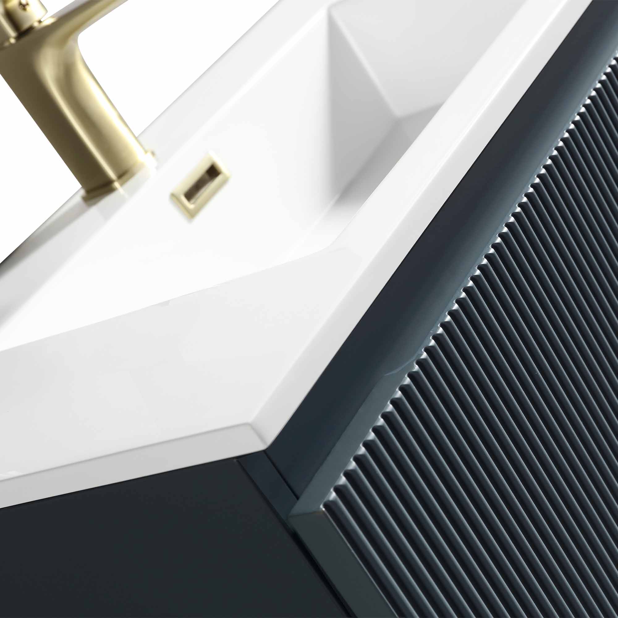 florence 800mm midnight shadow fluted wall mounted vanity unit with matt white poly marble washbasin