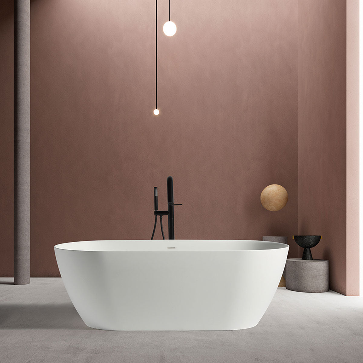 Granlusso Amalfi 1500 Thin Lip Freestanding Stone Bath Matt White