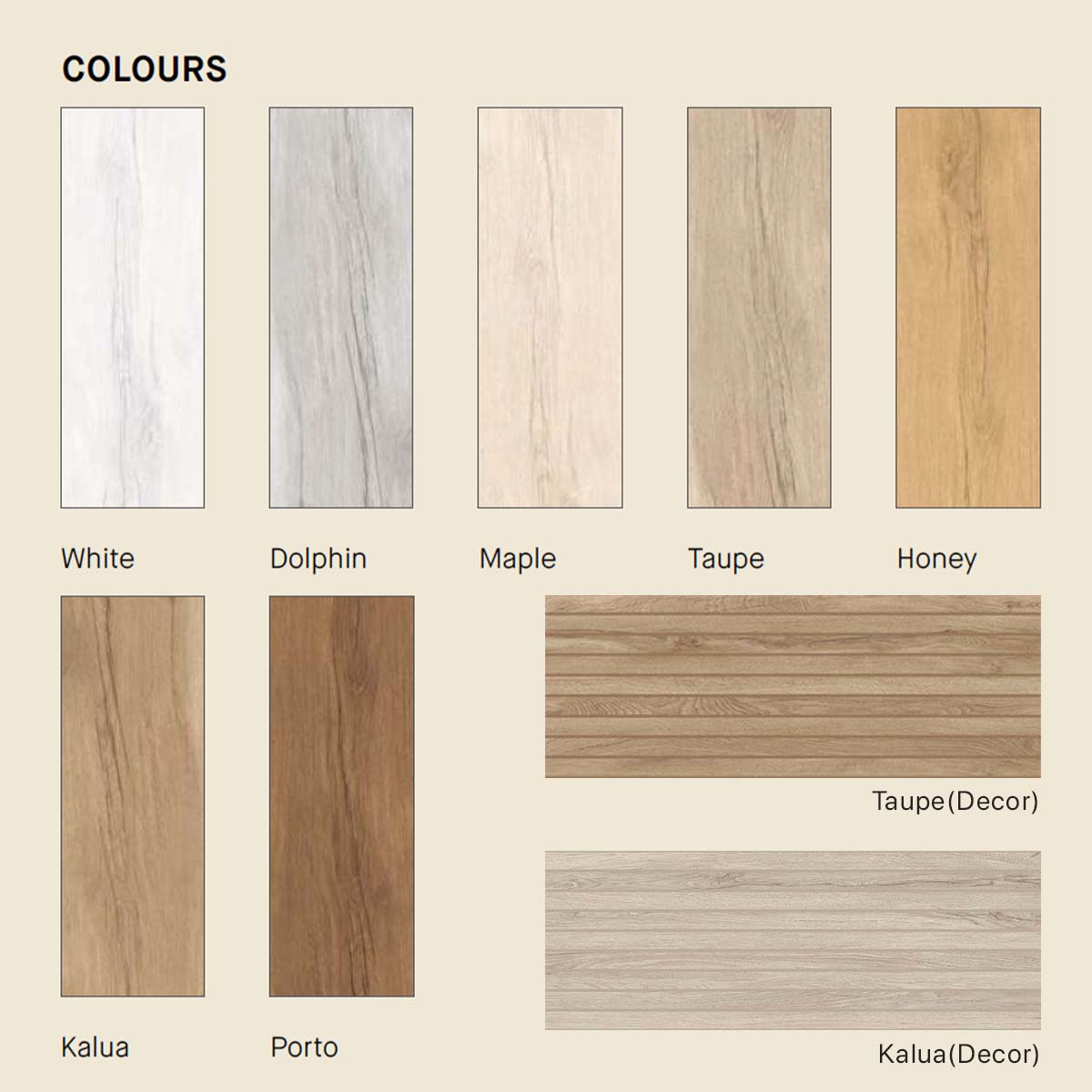 Grow Wood Effect Porcelain Tile 24x151cm Matte Colours