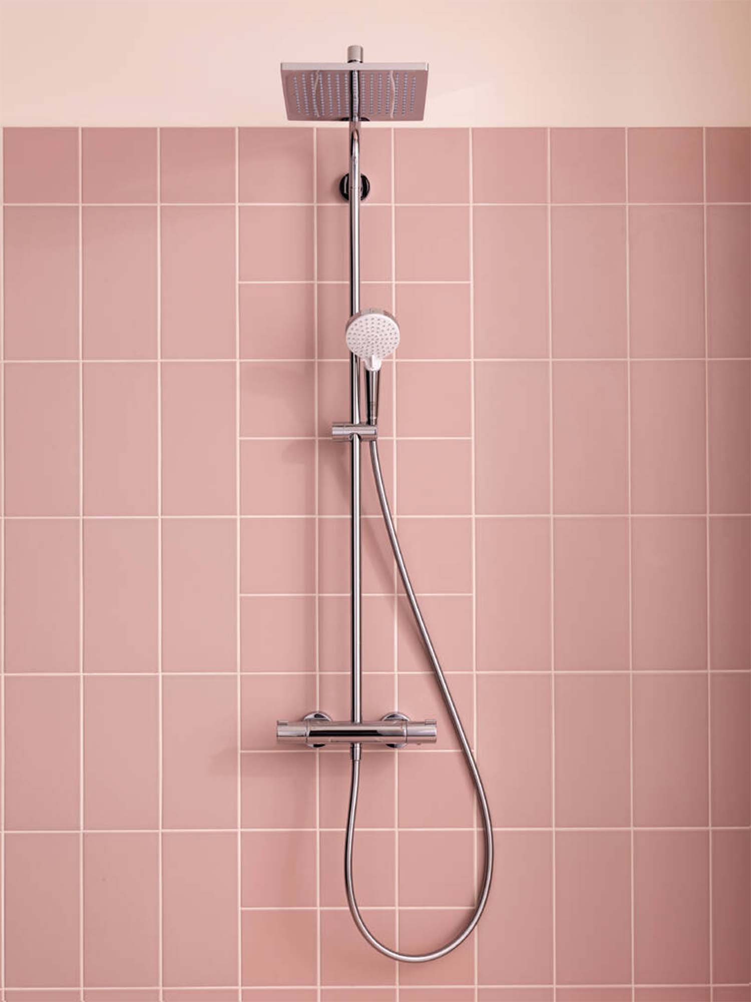 hansgrohe dual outlet thermostatic exposed bar valve with croma 240 rigid riser kit chrome