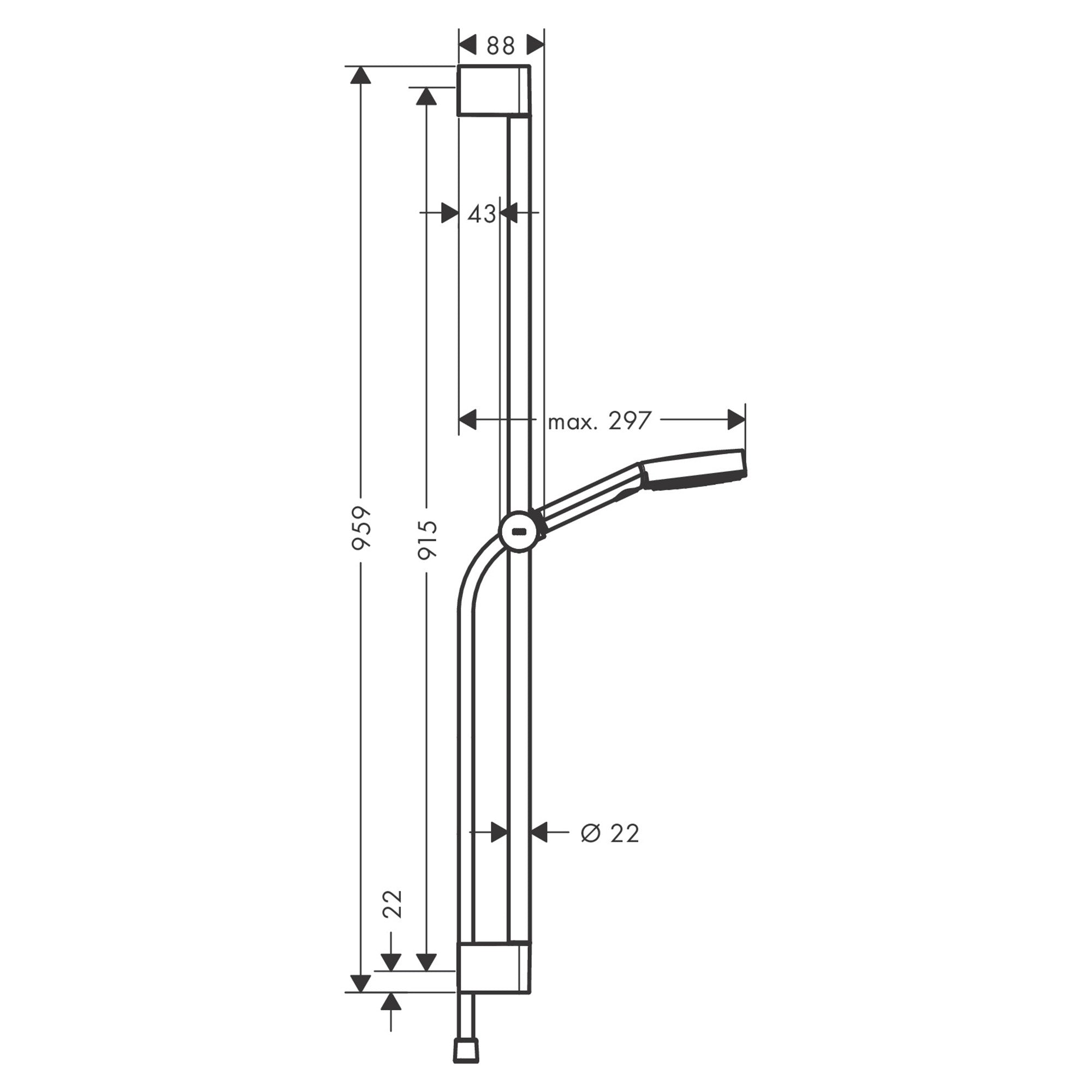 hansgrohe pulsify select s shower set 105 3jet relaxation with shower bar 90cm dimensions