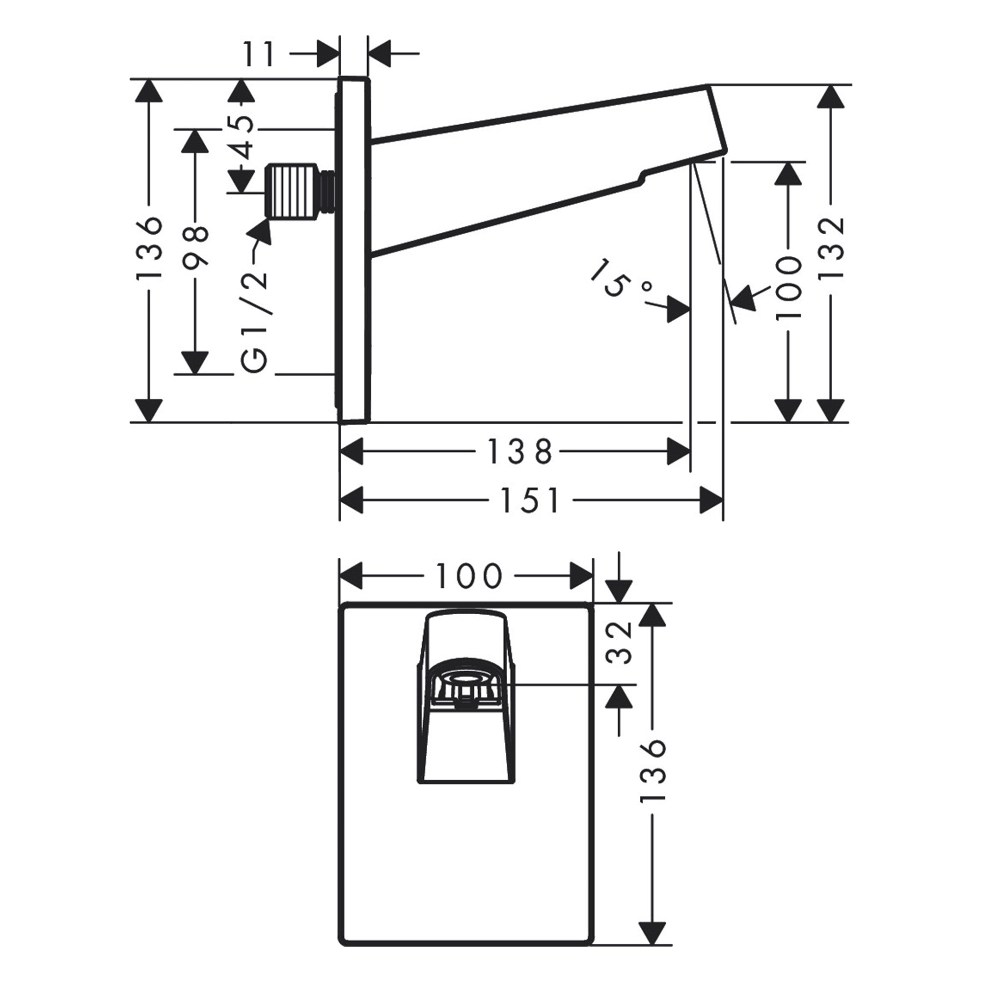 Hansgrohe Round 2 Outlet Thermostatic Valve with Pulsify 260 Overhead  Shower and Slide Rail Kit - Chrome