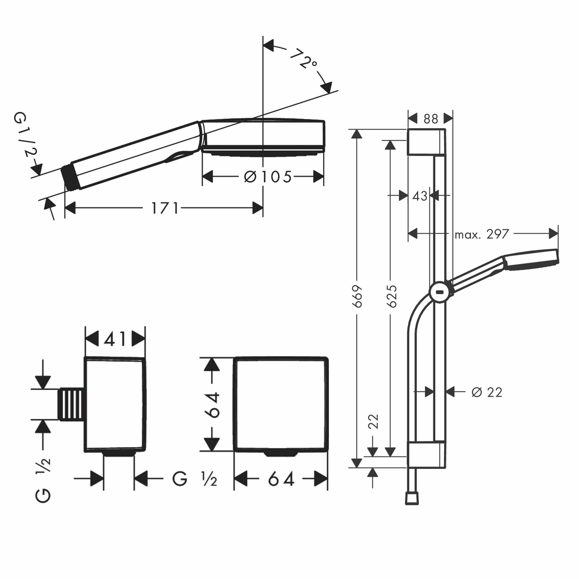 hansgrohe square select 2 outlet crometta e240 overhead with pulsify handset