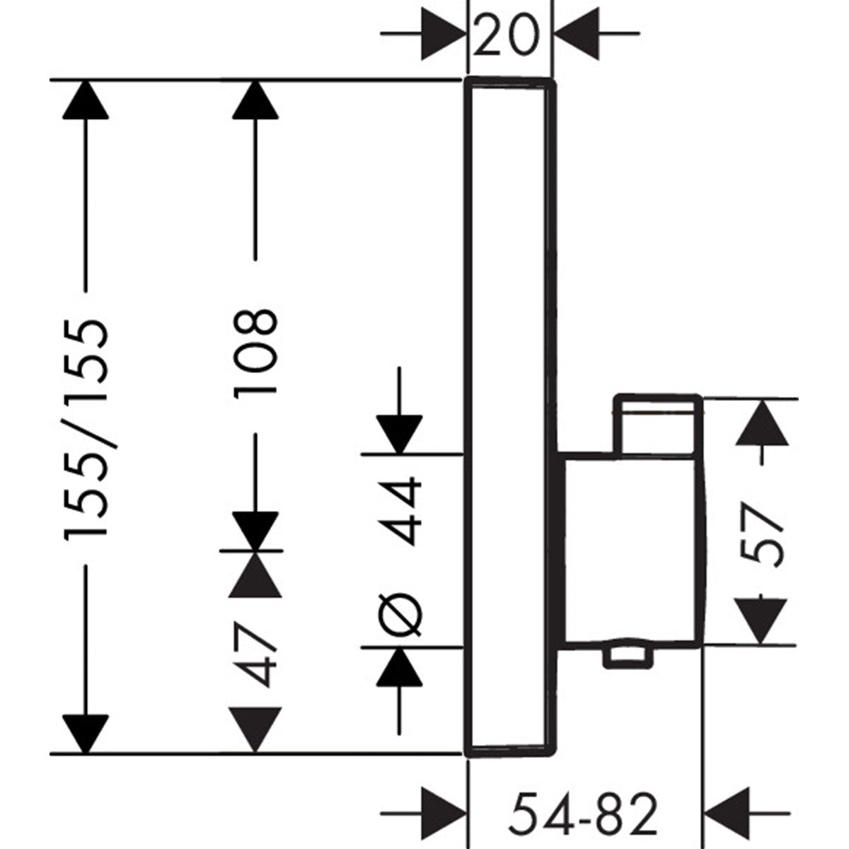 Hansgrohe 2 output thermostatic valve dimensions