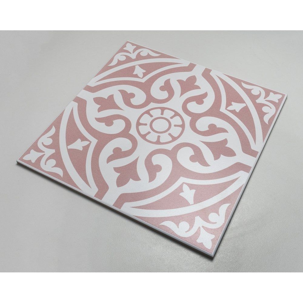 Laura Ashley Heritage Pink Patterned Porcelain Tile 33x33cm Matt