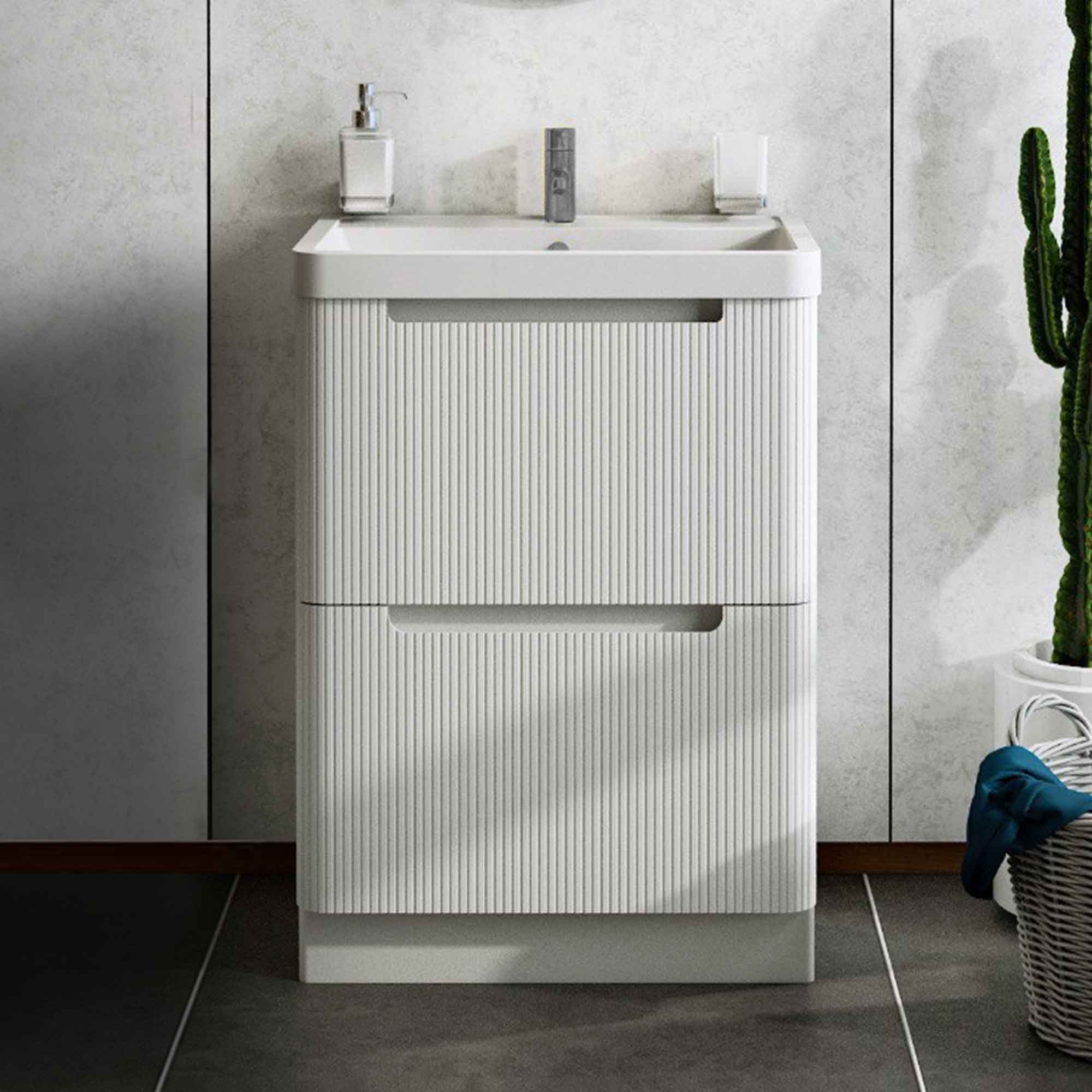 hudson 600 fluted wall mounted vanity unit gloss white