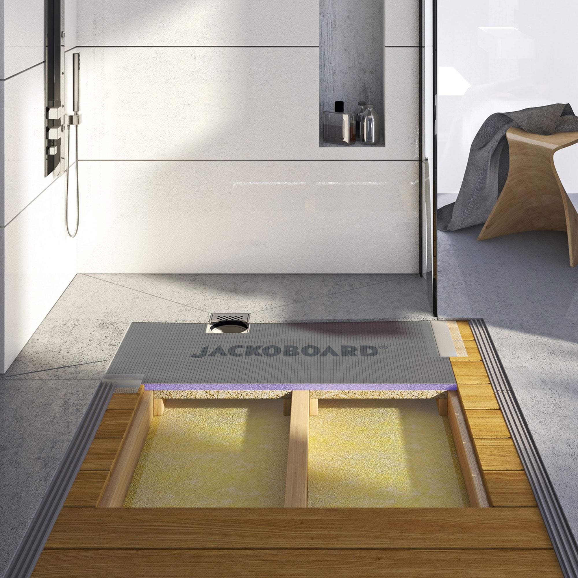 Jackoboard Aqua Flat Shower Tray Board with Central Drain