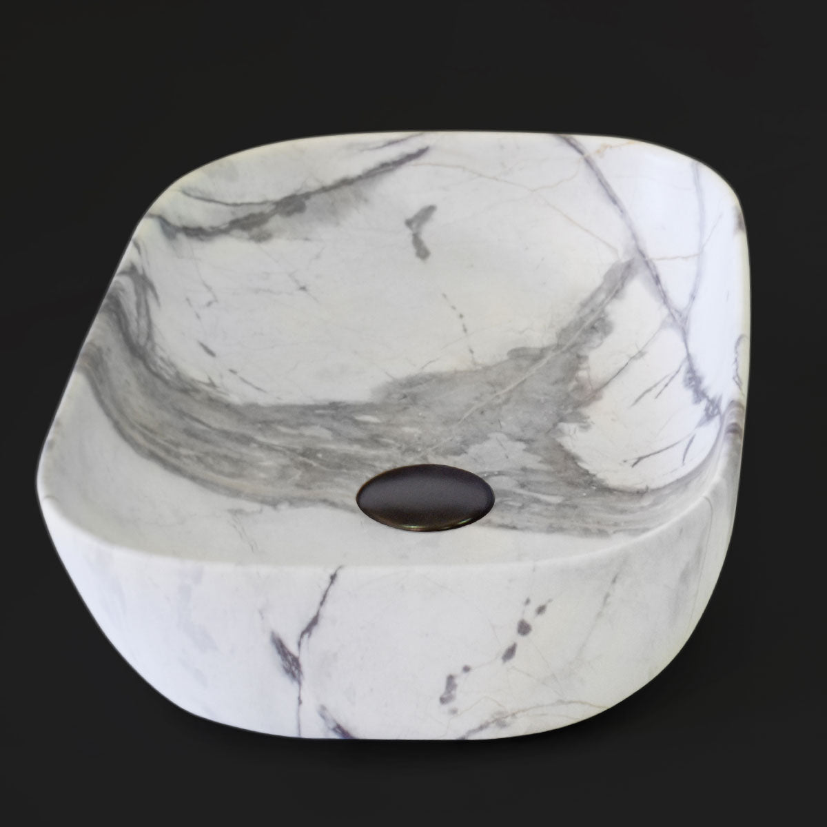 Granlusso Calacatta White Marble Effect Countertop Oval Basin - Matte