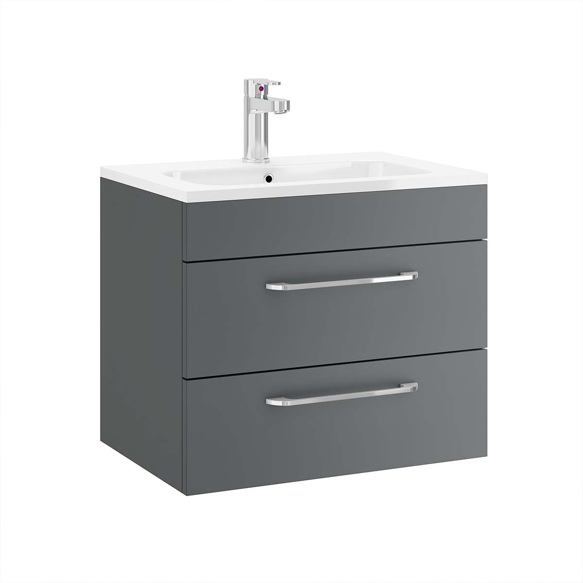 Miami 500mm Wall Hung 2-Drawer Vanity Unit With Basin Lead Grey
