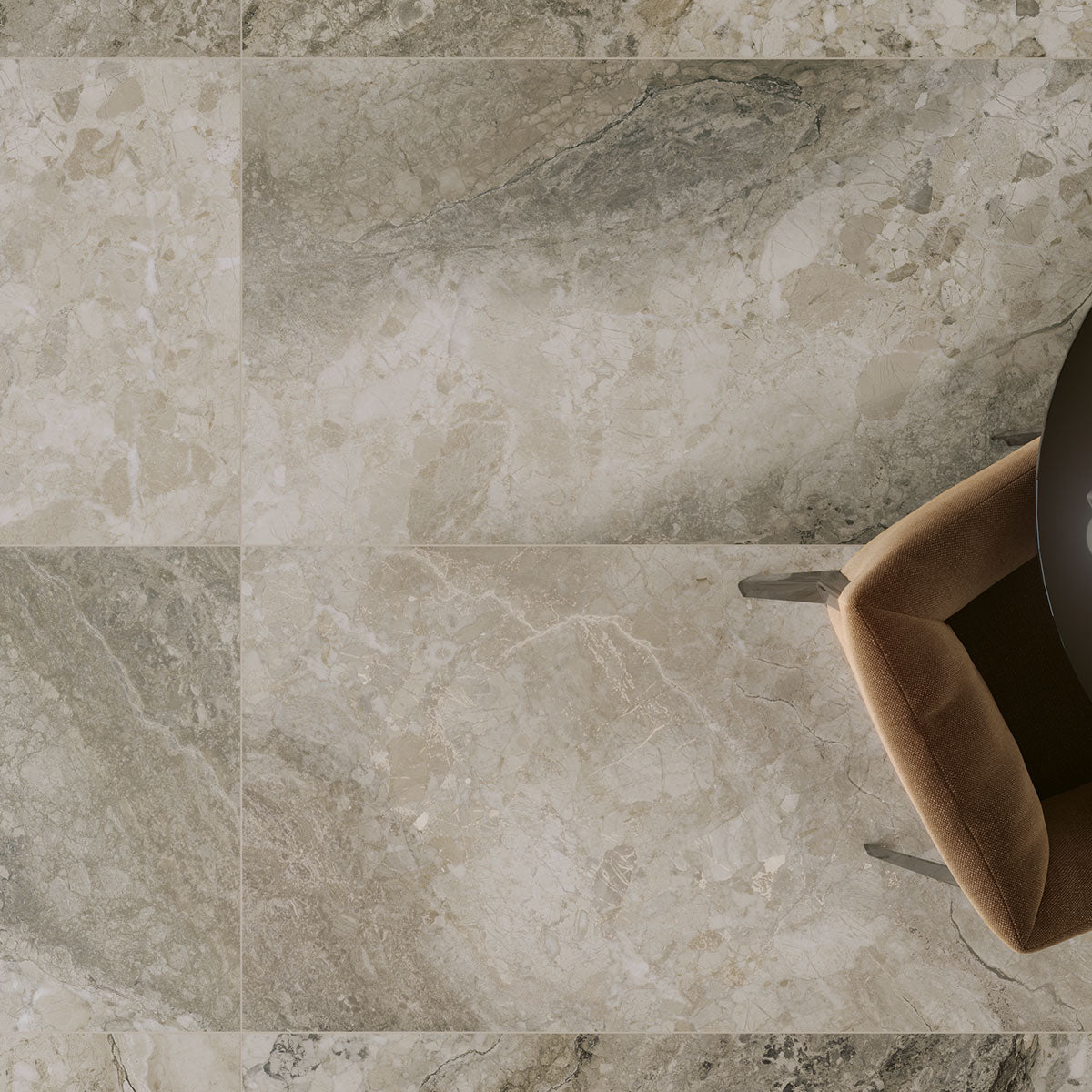 Dreamy Mocha 4D Shaped Marble Effect Porcelain Tile Matt 100x100cm