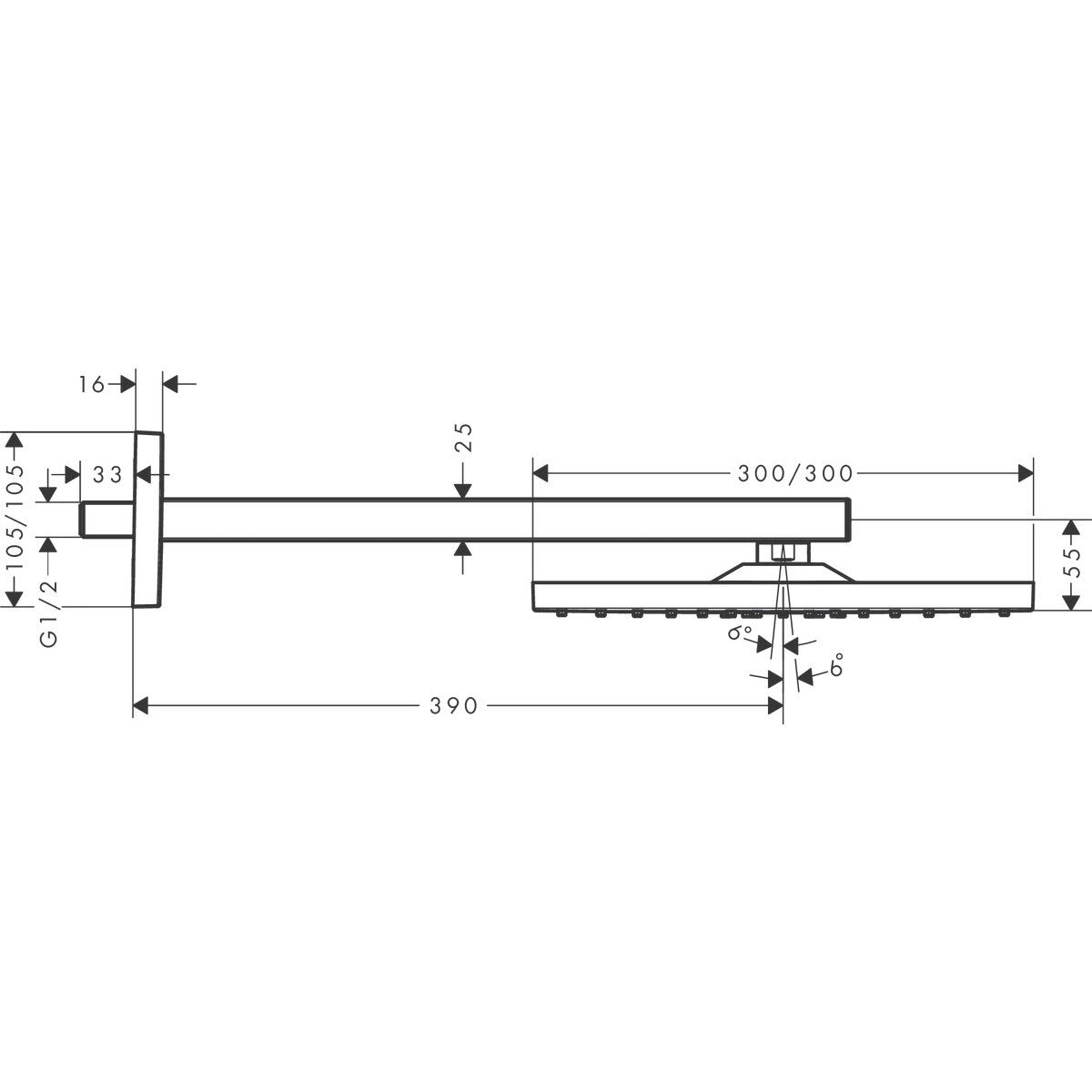 Hansgrohe Overhead shower dimensions