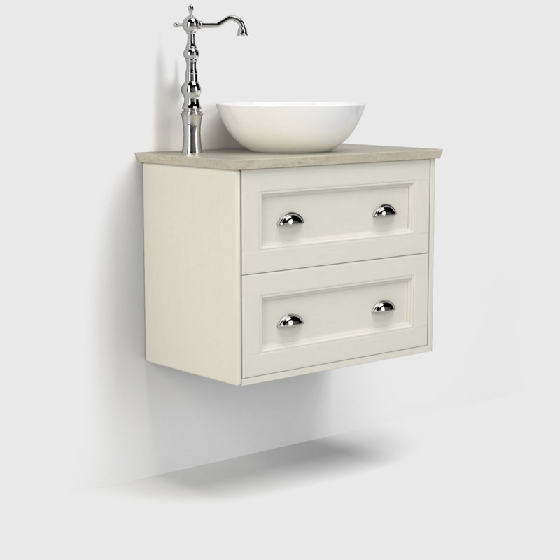 Roseberry 2 Drawer Wall Mounted Vanity Unit With Solid Surface Worktop