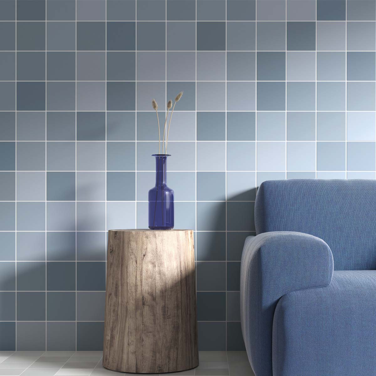 rubik blue porcelain tile 12x12cm matt