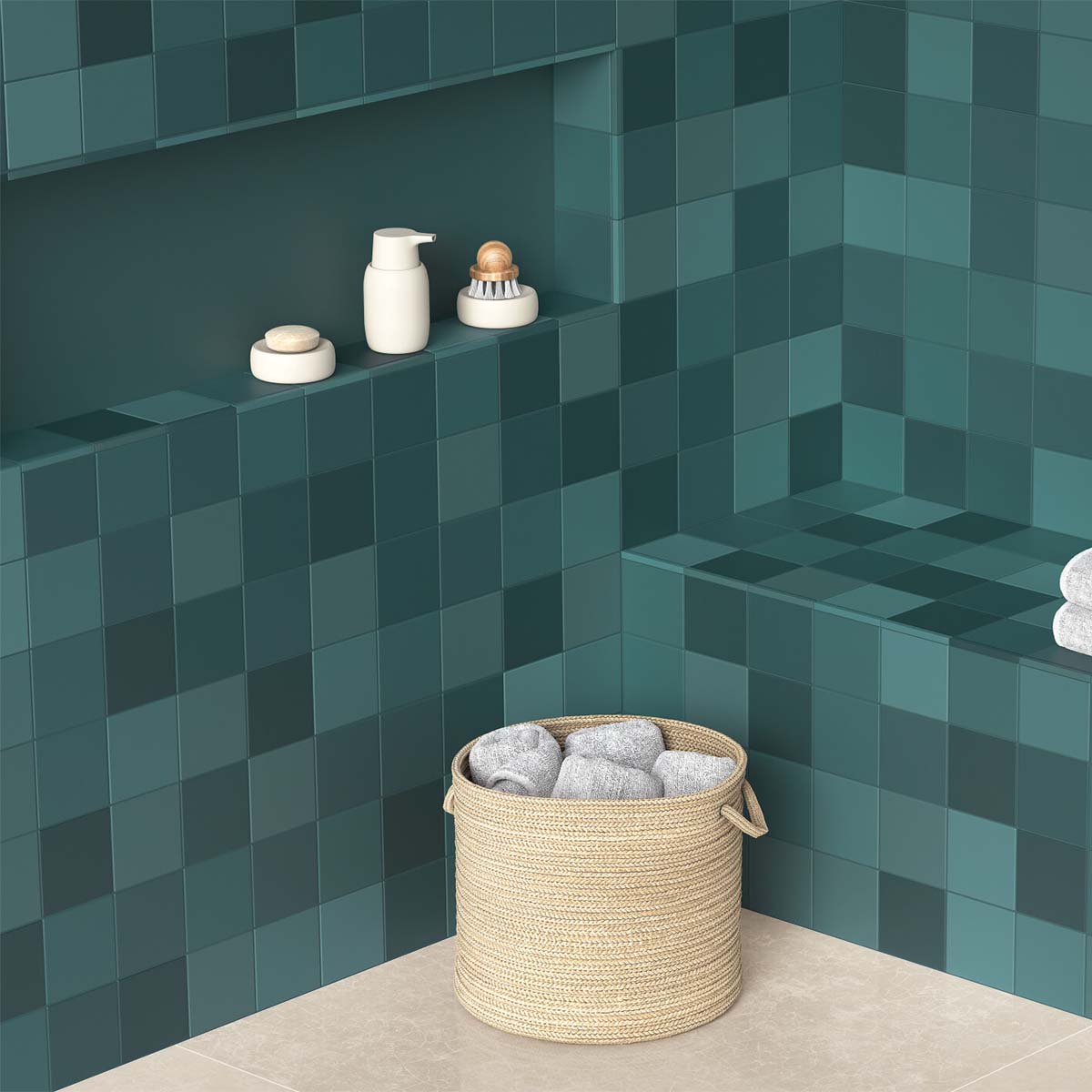 rubik green porcelain tile 12x12cm matt