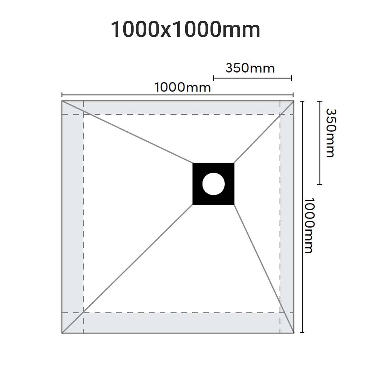 sharpslope square drain 1000x1000mm dimensions