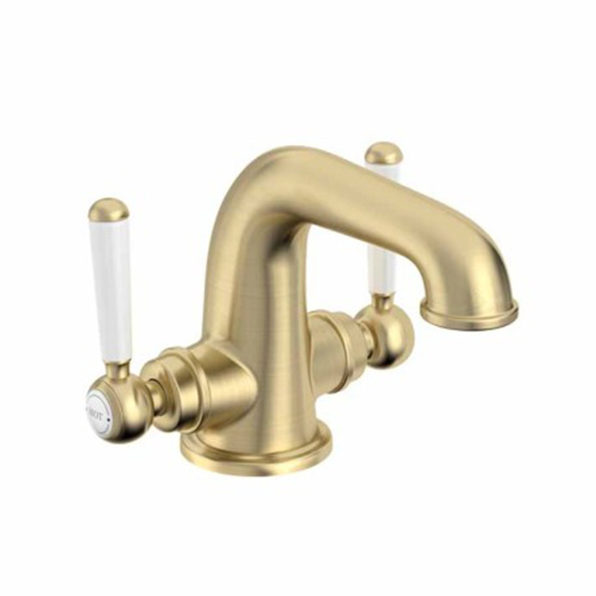 tavistock lansdown twin handle basin mixer with click-clack waste brushed brass