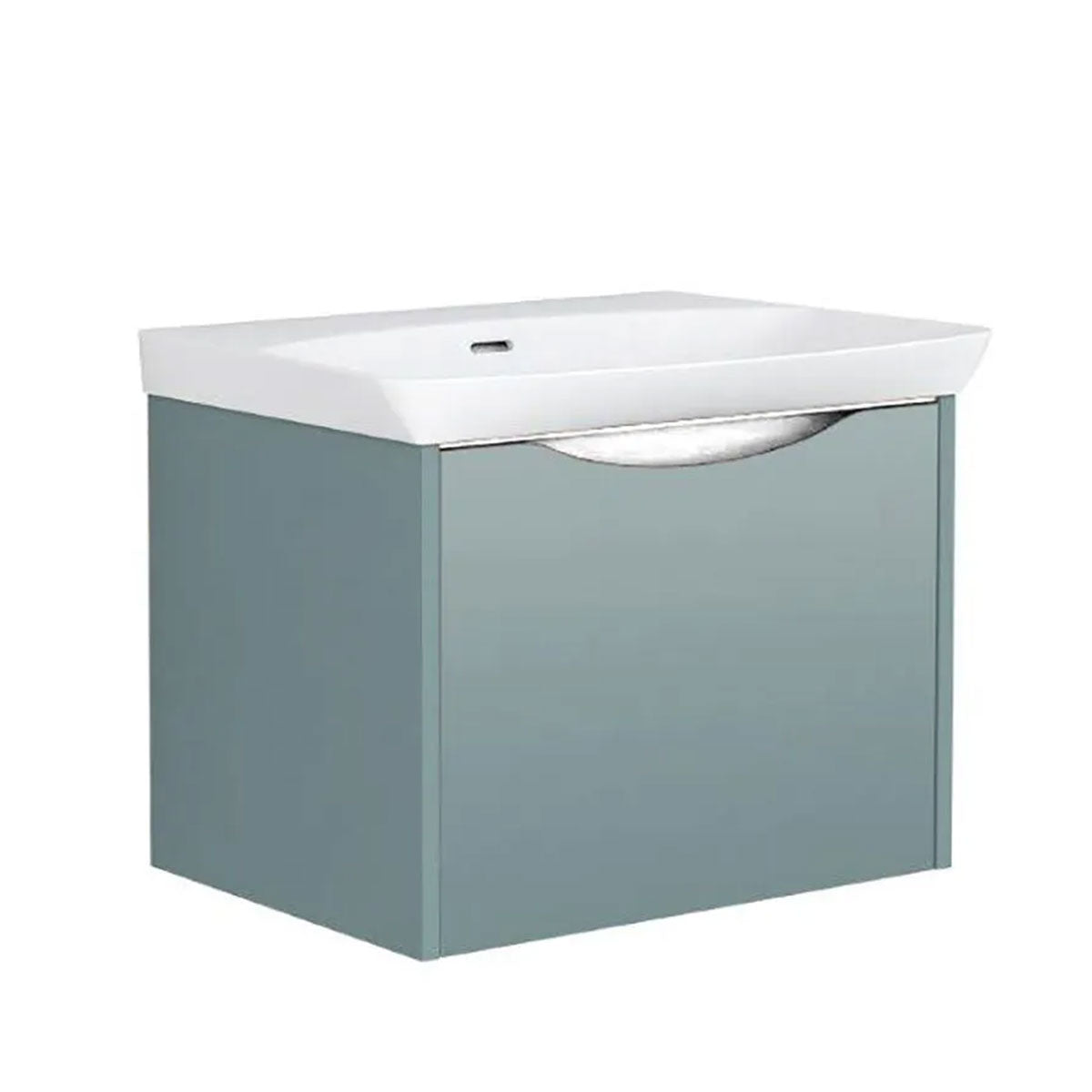 Utopia Lustre 1-Drawer Wall Hung Vanity Unit With Washbasin and LED Illumination - Sea Green