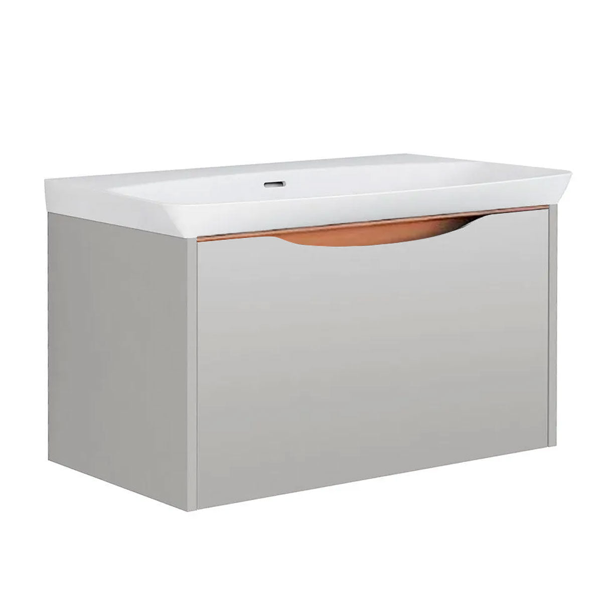 Utopia Lustre 1-Drawer Wall Hung Vanity Unit With Washbasin and LED Illumination - Powder Grey