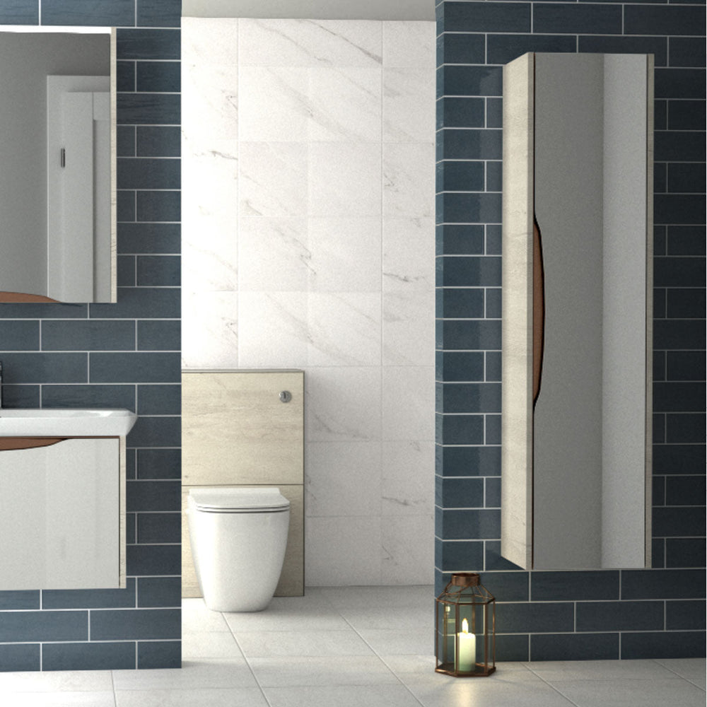 Utopia Lustre Wall Hung Bathroom Tall Storage Mirror Cabinet With LED ...
